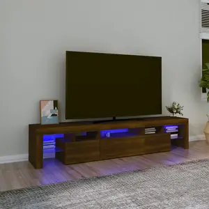 Berkfield TV Cabinet with LED Lights Brown Oak 200x36.5x40 cm