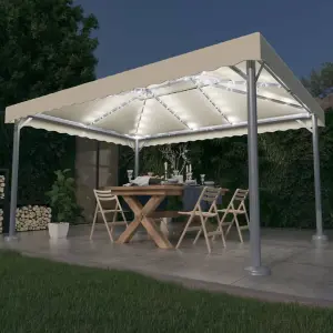 Berkfield Gazebo with LED String Lights 400x300 cm Cream Aluminium