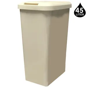 Kitchen Bin Touch and Lift Rectangle Swing Bin as a Kitchen Waste Rubbish Recycle Bin 45L - Cream