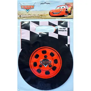 Cars Wheel Gift Bag (Pack of 6) Black/Red/White (One Size)