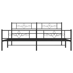 Berkfield Metal Bed Frame with Headboard and Footboard Black Super King Size