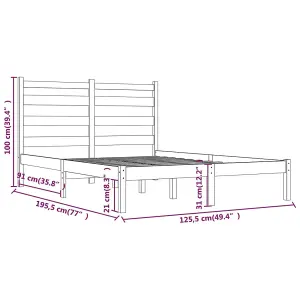 Berkfield Bed Frame White Solid Wood Pine 120x190 cm 4FT Small Double