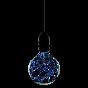 Prolite LED G95 Globe 1.7W B22 Star Effect Funky Filaments Blue Clear Polycarbonate