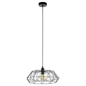 Hanging Ceiling Pendant Light Black Cage Shade 1x 60W E27 Hallway Feature Lamp