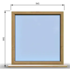 945mm (W) x 995mm (H) Wooden Stormproof Window - 1 Window (NON Opening) - Toughened Safety Glass