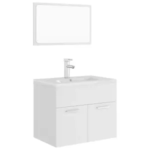 Berkfield Bathroom Furniture Set White Engineered Wood