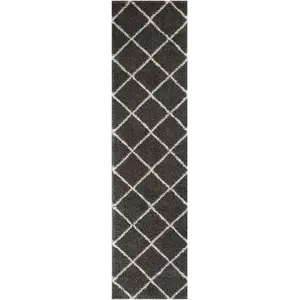 Myshaggy Collection Rugs Diamond Design in Dark Grey  383D