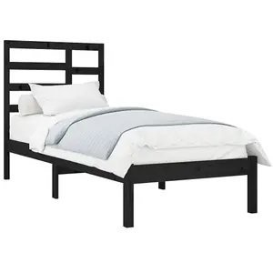 Berkfield Bed Frame Black Solid Wood 100x200 cm