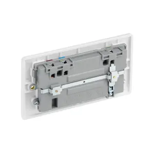 LAP White Double 13A Raised slim Switched Screwed Socket with USB, x2 & White inserts