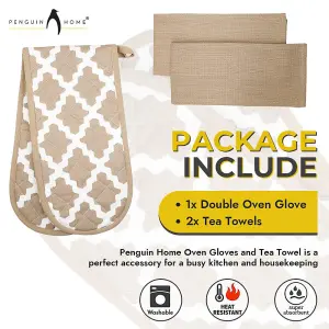 Penguin Home 3 Piece Oven Glove & Tea Towel Set