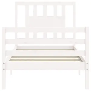 Berkfield Bed Frame with Headboard White 90x200 cm Solid Wood