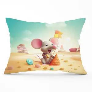 A Mouse On A Beach Holiday Cushions 33cm x 48cm