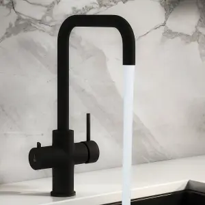 Matt Black 3 in 1 Instant Boiling Water Tap, 2.4L Boiler Unit & Carbon Water Filter, Instant Hot Water Tap