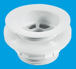 McAlpine W4 Backnut Bath Waste 70mm White Plastic Flange x 1.5" Tail Unslotted White PVC Plug