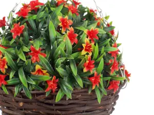 Best Artificial 28cm Orange Lily Hanging Basket Flower Hanging Basket - Suitable for Outdoor Use - Weather & Fade Resistant