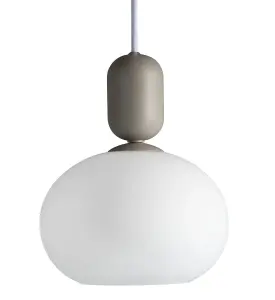 Nordlux Notti Indoor Bedroom Dining Kitchen Office Hallway Pendant Ceiling Light with White Opal Glass in Grey