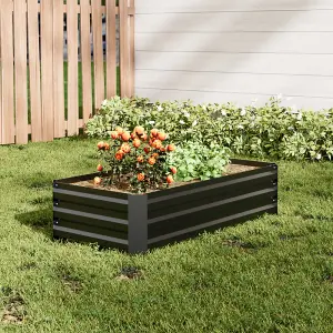 100cm W x 60cm D Galvanized Rectangular Raised Garden Bed Planter Box in Black