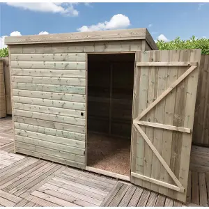 7 x 5 Pressure Treated T&G Pent Wooden Bike Store / Wooden Garden Shed + Single Door (7' x 5' / 7ft x 5ft) (7x5)