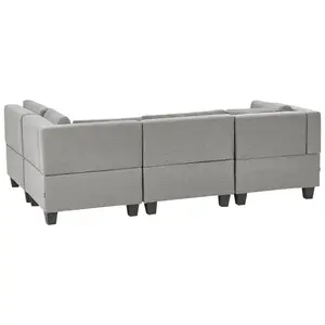 Corner Sofa with Ottoman UNSTAD Light Grey Fabric Left Hand