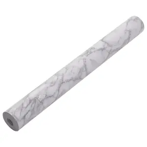 Grey Marble Peel and Stick Waterproof Self Adhesive Wallpaper Roll Vinyl Floor Tiles 10M (L)