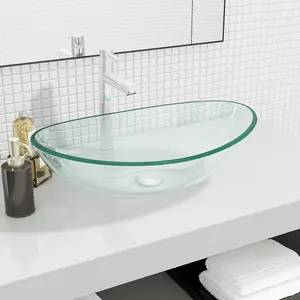 Berkfield Basin Tempered Glass 54.5x35x15.5 cm Transparent