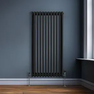 Traditional 3 Column Radiator - 1500 x 562 mm - Black