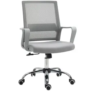 Vinsetto Mesh Office Chair Desk Chair w/ Swivel Seat Adjustable Height Grey