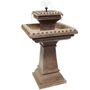 Primrose Pizzaro Solar Bird Bath Water Feature with Lights 80cm