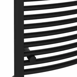 Rinse Bathrooms Electric Heated Towel Rail Curved Black Bathroom Towel Radiator 1200x600mm - 600W