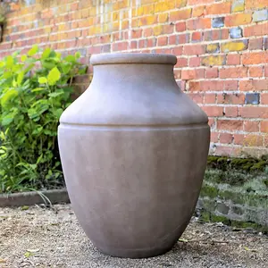 Primrose Brown Cement Round Garden Plant Vase Designed Planter 90cm