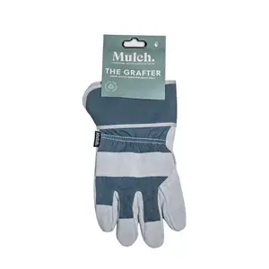 Mulch. Heavy Duty Gardening Gloves - Suede Fingertips and Palm - Extended Elasticated Cuff - Large Size 9 - 1 Pair