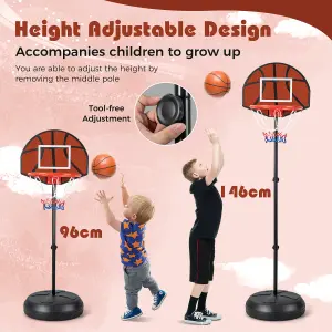 COSTWAY Kids Basketball Hoop with Dart Board & Fillable Base 1.8 M Height Adjustable Basketball Stand