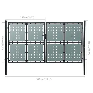 Berkfield Black Double Door Fence Gate 300 x 200 cm