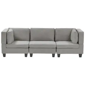 3-Seater Modular Fabric Sofa Light Grey UNSTAD