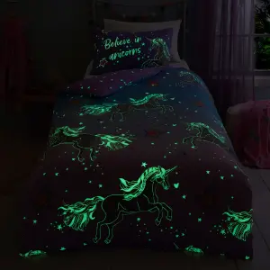 Ombre Unicorn Glow in the Dark Duvet Cover Set