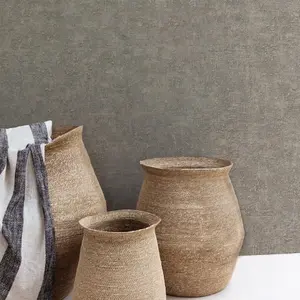 Grandeco Boutique Norite Deep Natural Texture Embossed Wallpaper, Grey