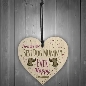 Red Ocean Best Dog Mummy Funny Mum Birthday Gifts Wooden Heart Humour Dog Gifts Dog Sign Keepsake