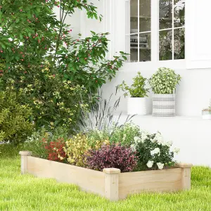 COSTWAY 120 x 60 x 25 cm Wooden Raised Garden Bed Outdoor Rectangular Planter Box