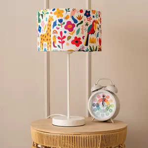 ValueLights Charles White Metal Single Stem Table Lamp with Tropical Lamp Shade