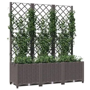 Berkfield Garden Planter with Trellis Brown 120x40x136 cm PP