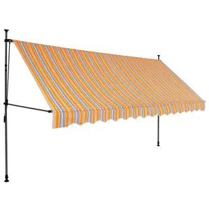 Berkfield Manual Retractable Awning with LED 350 cm Yellow and Blue