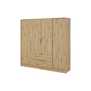 Rustic Oak Artisan Kelly Wardrobe: 206cm of Natural Charm for Spacious Interiors