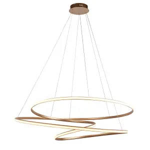 Satin Gold XL Ceiling Pendant Tape Light & Matt White Diffuser - Warm White LED