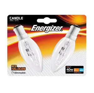 10 x Energizer 33W to 40W SBC Halogen Candle Light Bulbs