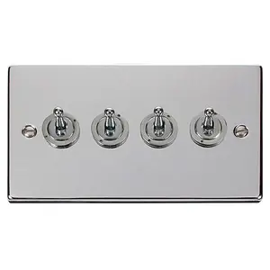 Polished Chrome 4 Gang 2 Way 10AX Toggle Light Switch - SE Home