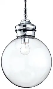 Luminosa Omar 1 Light Globe Ceiling Pendant Chrome, Clear Glass, E27