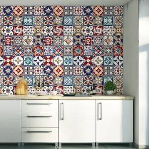 Walplus Mahogany Azulejo Combo Mix Tile Stickers