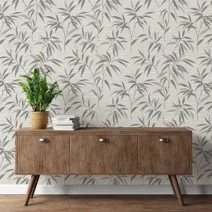 Crown Fusion Leaf Soft Grey Wallpaper M1771