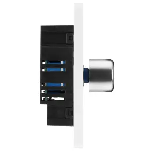 BG Evolve 200W Single Dimmer Switch, 2 Way, Screwless, Brushed Steel