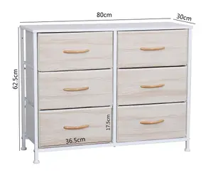 Requena Chest of Drawers, 6 Drawers with Wood Top and Large Storage Space, Easy to Install Room Organizer CD-5826-Beech-White